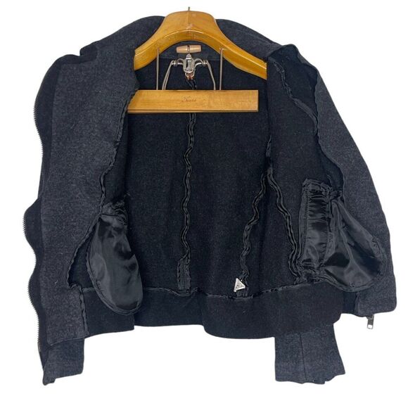 J Crew Gray Stretch Wool Motorcycle Jacket Size: 8 - Picture 3 of 6